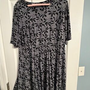 Floral Black and Gray Women's Dress
